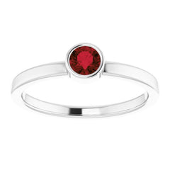 Platinum 4 mm Natural Mozambique Garnet Ring