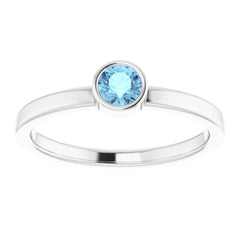 Platinum 4 mm Natural Aquamarine Ring