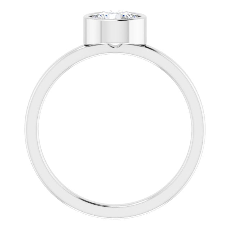 Platinum 6 mm Natural White Sapphire Ring