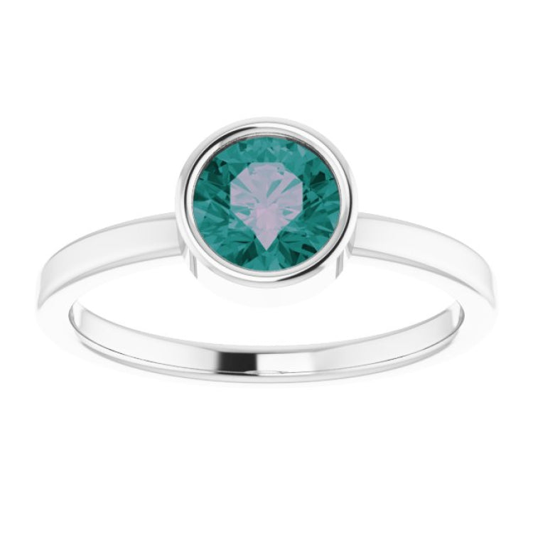 Platinum 6 mm Lab-Grown Alexandrite Ring