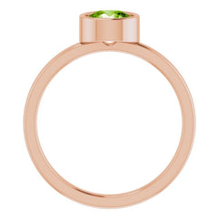 14K Rose 6 mm Natural Peridot Ring