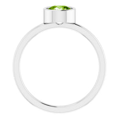 Platinum 6 mm Natural Peridot Ring