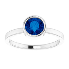 Platinum 6 mm Natural Blue Sapphire Ring