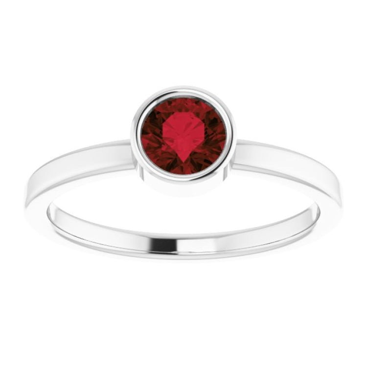 Platinum 5 mm Natural Mozambique Garnet Ring