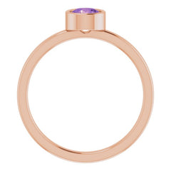 14K Rose 5 mm Natural Amethyst Ring