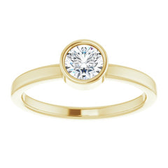 14K Yellow 5 mm Natural White Sapphire Ring