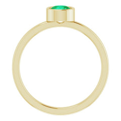 14K Yellow 5 mm Natural Emerald Ring