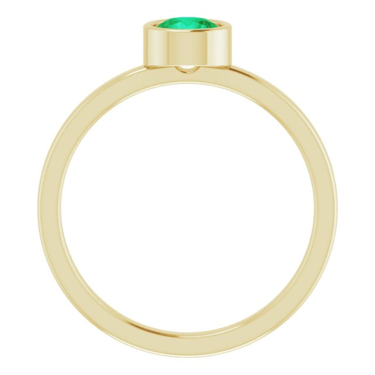 14K Yellow 5 mm Lab-Grown Emerald Ring