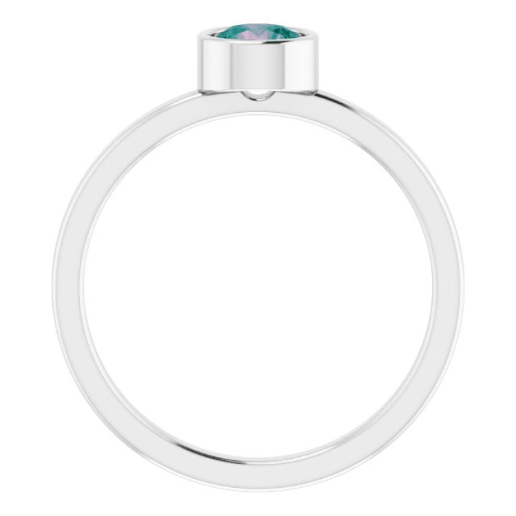 14K White 5 mm Lab-Grown Alexandrite Ring