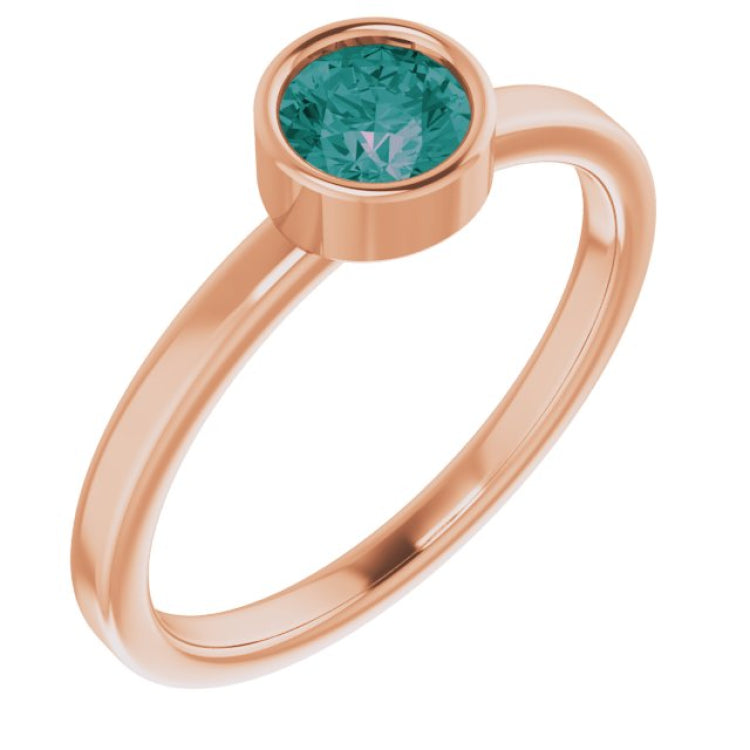 14K Rose 5 mm Lab-Grown Alexandrite Ring
