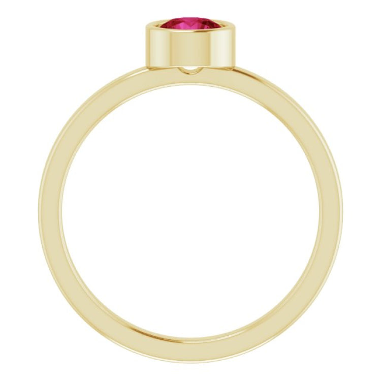 14K Yellow 5 mm Lab-Grown Ruby Ring