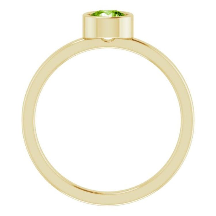 14K Yellow 5 mm Natural Peridot Ring