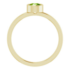 14K Yellow 5 mm Natural Peridot Ring