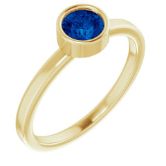 14K Yellow 5 mm Natural Blue Sapphire Ring