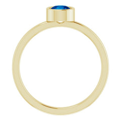 14K Yellow 5 mm Natural Blue Sapphire Ring