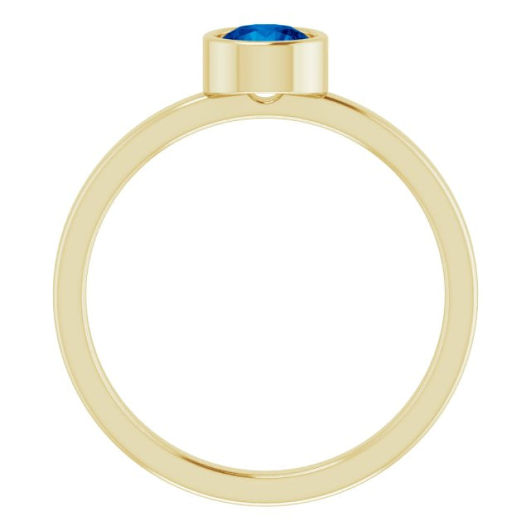 14K Yellow 5 mm Lab-Grown Blue Sapphire Ring