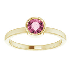 14K Yellow 5 mm Natural Pink Tourmaline Ring