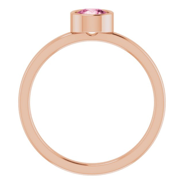 14K Rose 5 mm Natural Pink Tourmaline Ring
