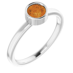 Platinum 5 mm Natural Citrine Ring