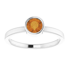 Platinum 5 mm Natural Citrine Ring