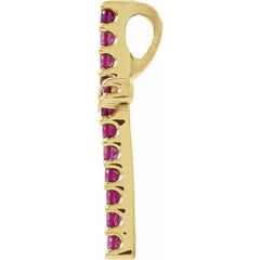 14K Yellow Natural Ruby Petite Cross Pendant