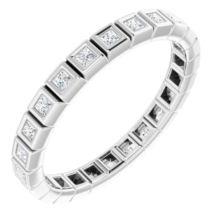 14K White 1/3 CTW Natural Diamond Eternity Band Size 5