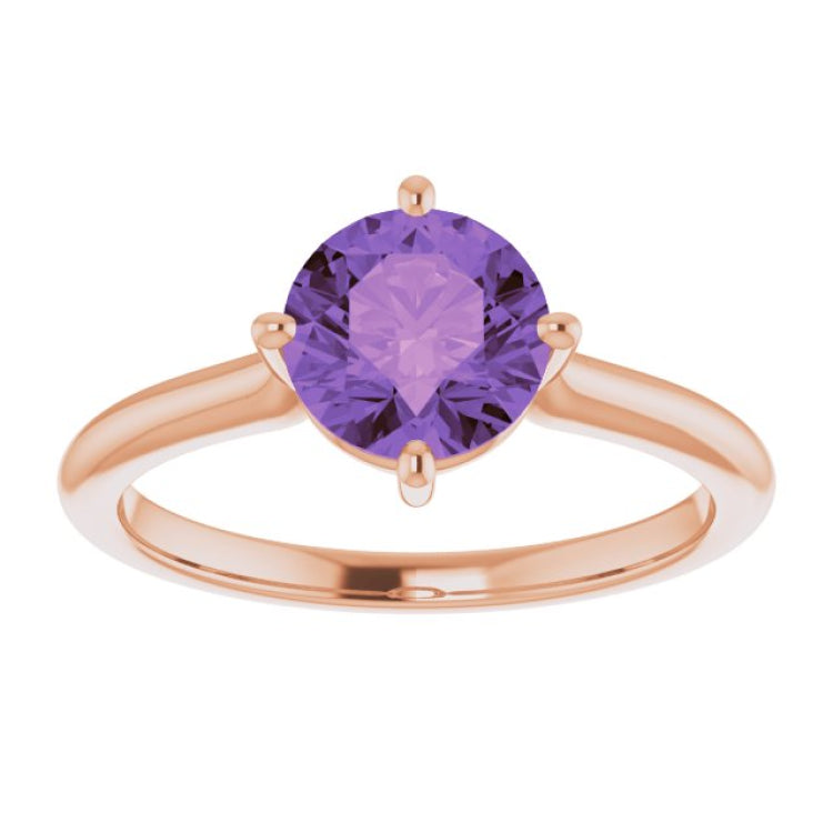 14K Rose Natural Amethyst Ring