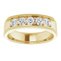 14K Yellow 3/4 CTW Natural Diamond Milgrain Band