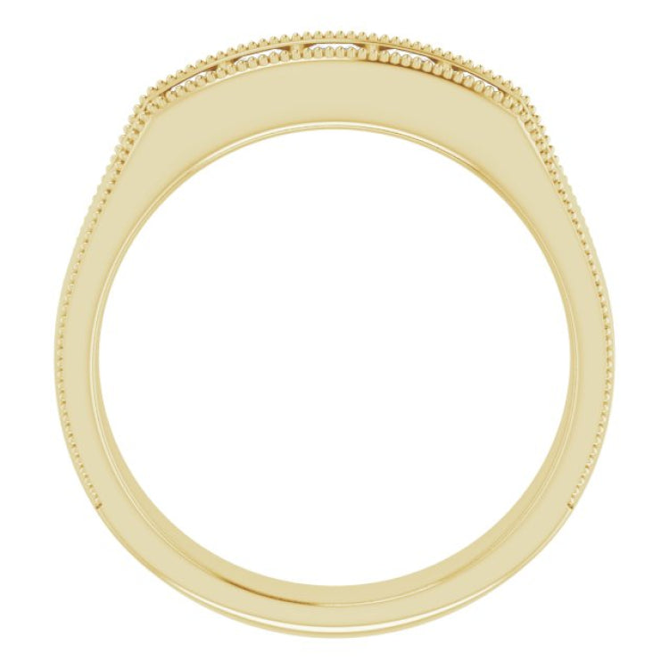 14K Yellow 5/8 CTW Natural Diamond Milgrain Band