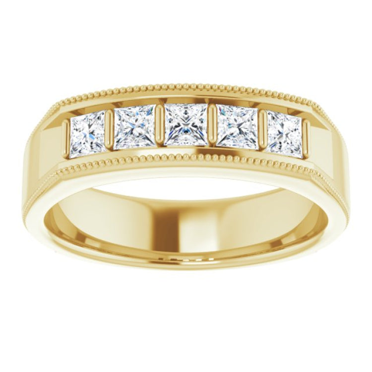 14K Yellow 3/4 CTW Natural Diamond Milgrain Band