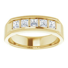 14K Yellow 3/4 CTW Natural Diamond Milgrain Band