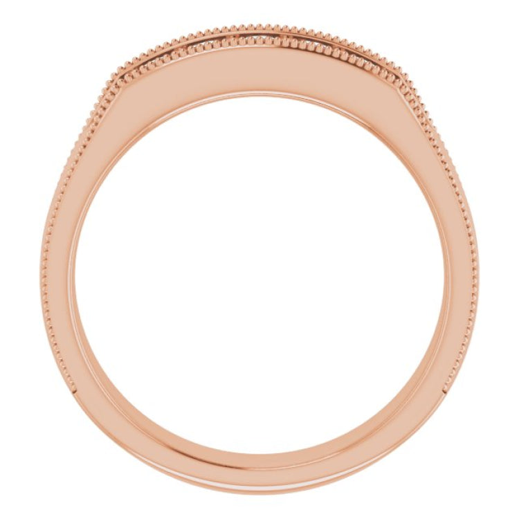 14K Rose 3/8 CTW Natural Diamond Milgrain Band