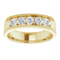 14K Yellow 3/4 CTW Natural Diamond Milgrain Band