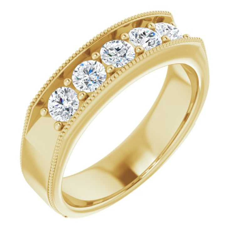14K Yellow 1 CTW Natural Diamond Milgrain Band