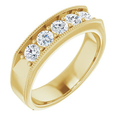 14K Yellow 1 CTW Natural Diamond Milgrain Band