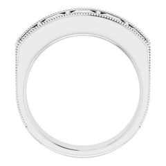 14K White 2 5/8 CTW Natural Diamond Milgrain Band