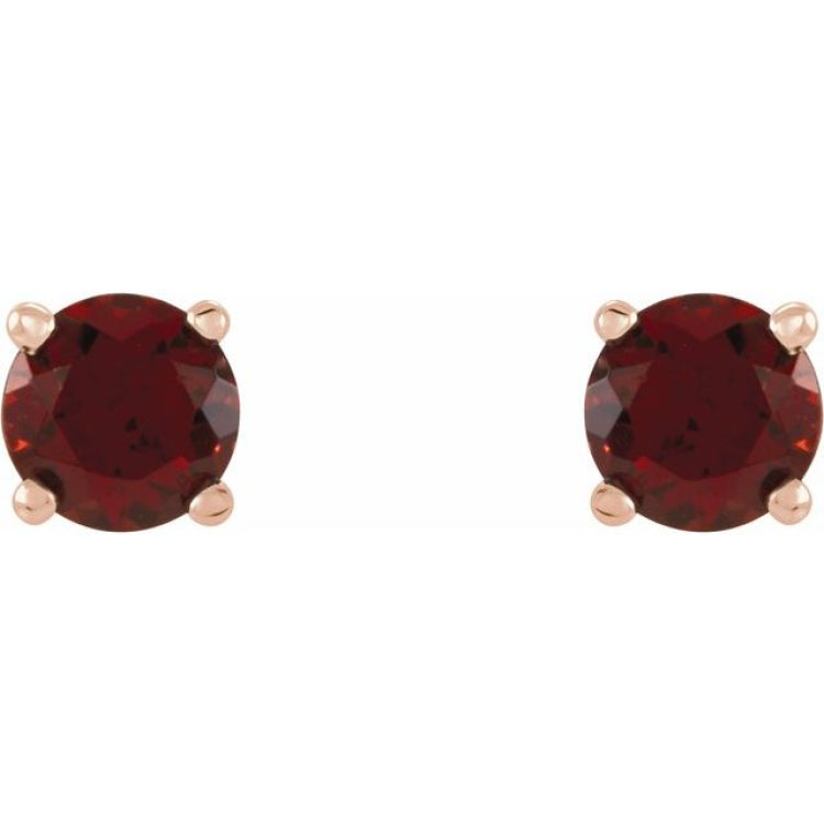 14K Rose 4 mm Natural Mozambique Garnet Earrings