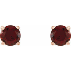 14K Rose 4 mm Natural Mozambique Garnet Earrings