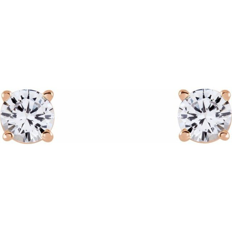 14K Rose 4 mm Natural White Sapphire Earrings