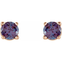 14K Rose 4 mm Lab-Grown Alexandrite Earrings