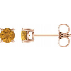 14K Rose 4 mm Natural Citrine Earrings