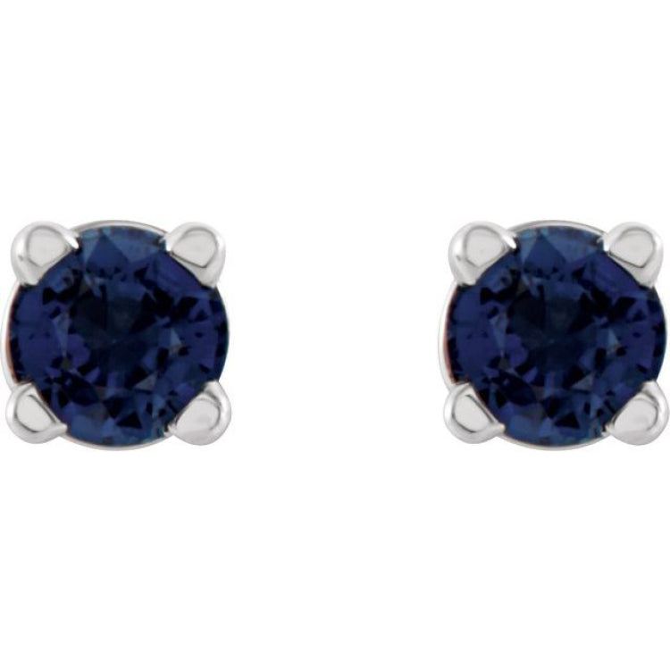 14K White 2.5 mm Lab-Grown Blue Sapphire Earrings