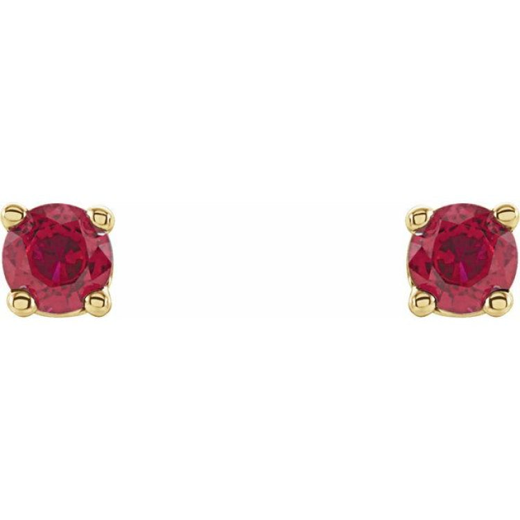14K Yellow 2.5 mm Lab-Grown Ruby Earrings