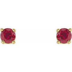 14K Yellow 2.5 mm Lab-Grown Ruby Earrings