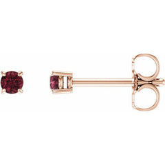 14K Rose 2.5 mm Natural Mozambique Garnet Earrings