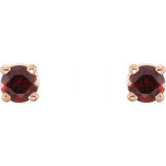 14K Rose 2.5 mm Natural Mozambique Garnet Earrings
