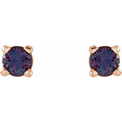 14K Rose 2.5 mm Lab-Grown Alexandrite Earrings