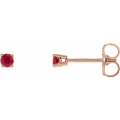 14K Rose 2.5 mm Lab-Grown Ruby Earrings