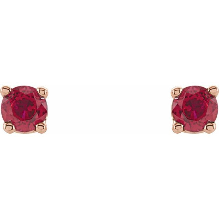 14K Rose 2.5 mm Lab-Grown Ruby Earrings