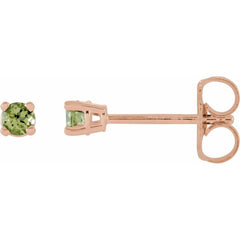 14K Rose 2.5 mm Natural Peridot Earrings